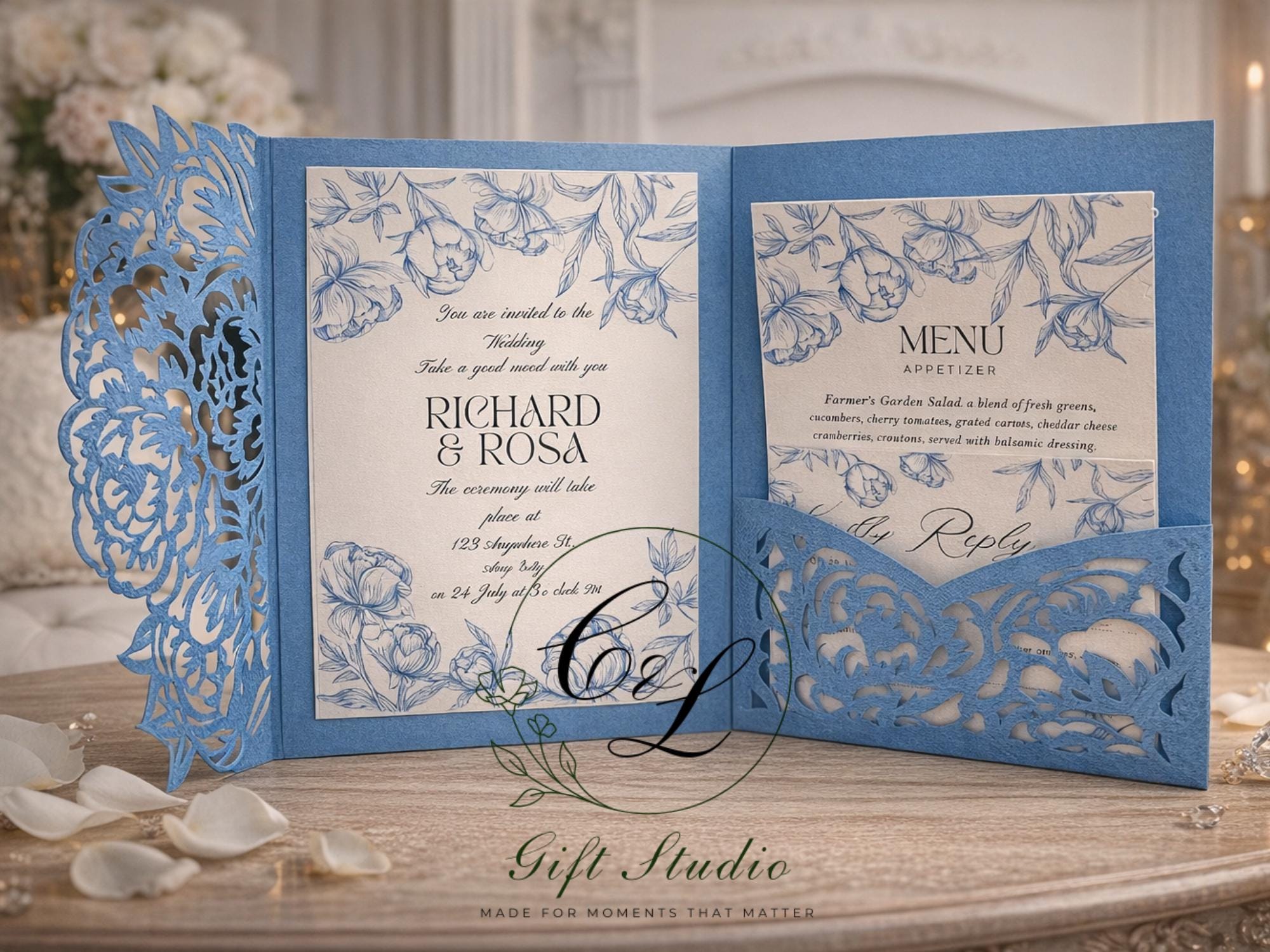 Personalised Wedding Invitation Suite | Luxury Wedding Invites | Invite, RSVP, Menu & Details Cards