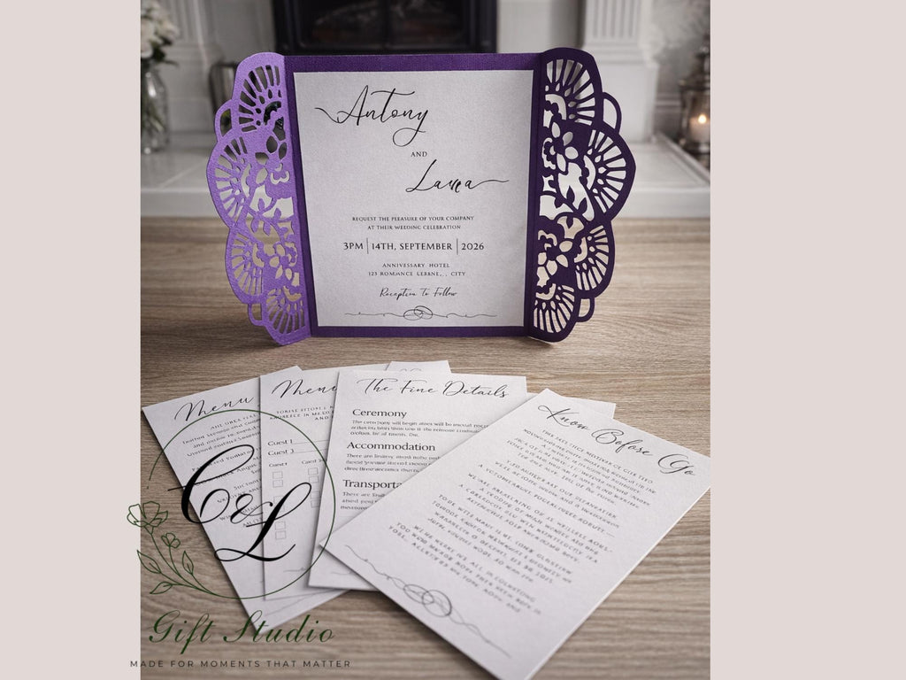Personalised Wedding Invitation Suite | Luxury Wedding Invites | Invite, RSVP, Menu & Details Cards