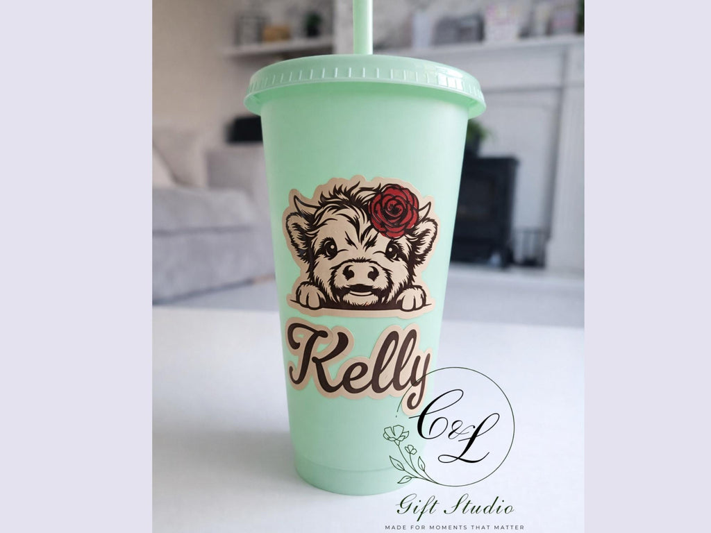 Personalised Cold Cup | Custom Name Iced Coffee Cup | Reusable Tumbler with Straw