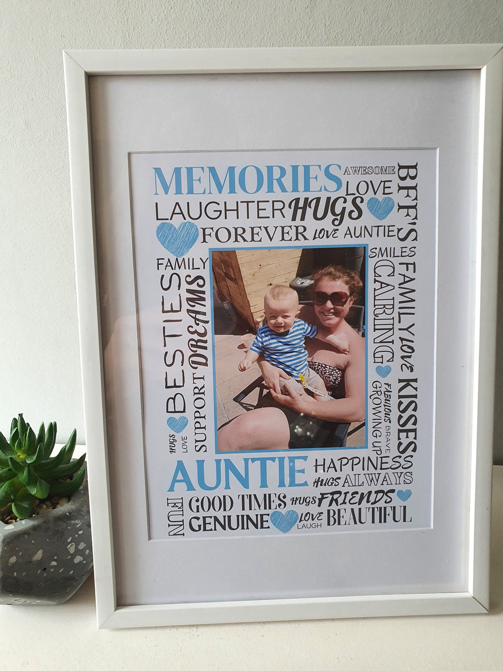 Personalised Photo and Word Print- Mother, Father, Auntie, Uncle, Sister, Brother, Grandma, Grandpa Keepsake gift for her gift for him