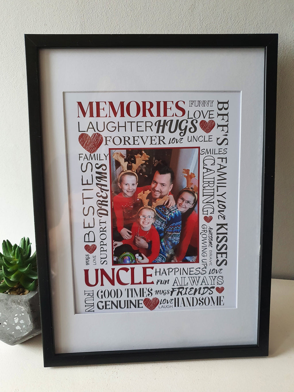 Personalised Photo and Word Print- Mother, Father, Auntie, Uncle, Sister, Brother, Grandma, Grandpa Keepsake gift for her gift for him