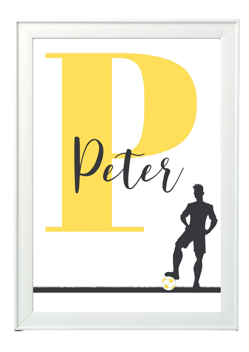 Personalised boy Initial football Nursery/ Bedroom Print- different colours