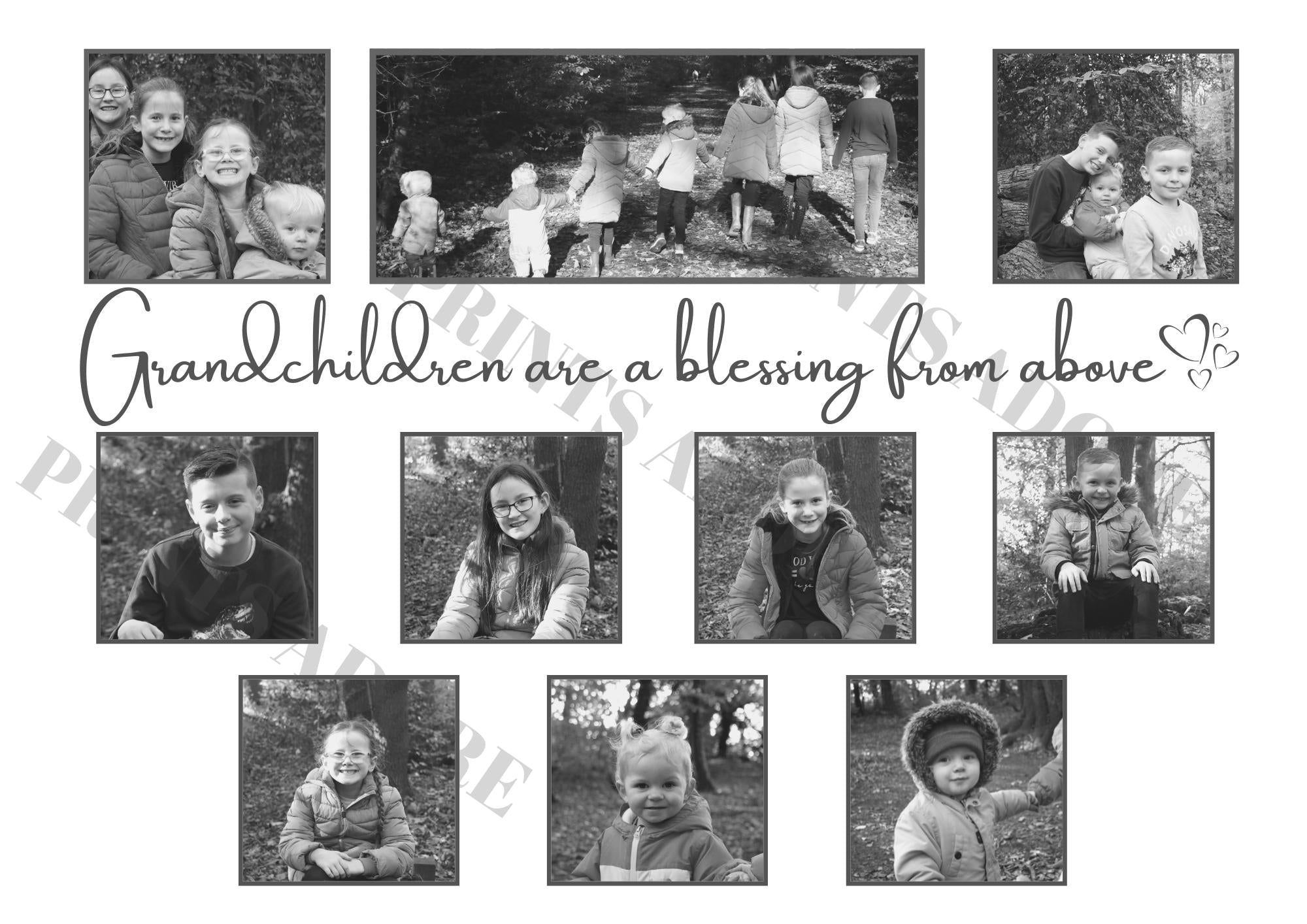 Grandchildren are a blessing from above black and white photo print.