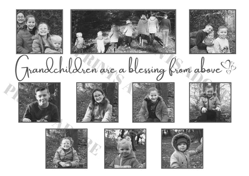Grandchildren are a blessing from above black and white photo print.