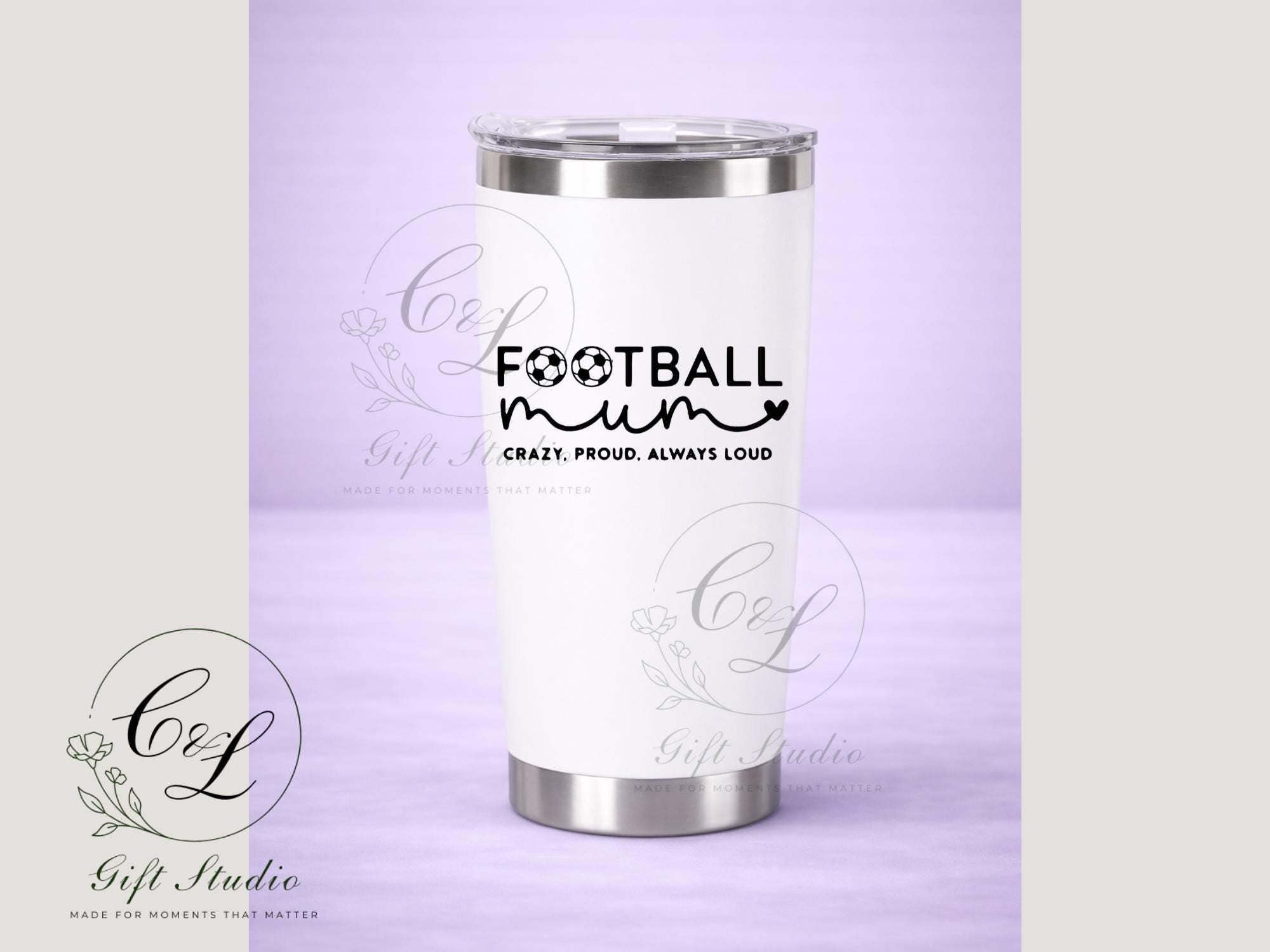 Football Mum Gift Set | Football Mum T-Shirt, Cold or Hot Cup, Cup & Keyring | Sports Mum Gift | Personalised Football Bundle