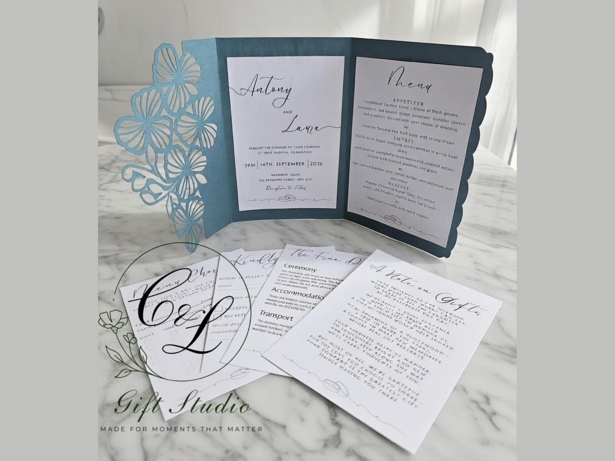 Personalised Wedding Invitation Suite | Luxury Wedding Invites | Invite, RSVP, Menu & Details Cards