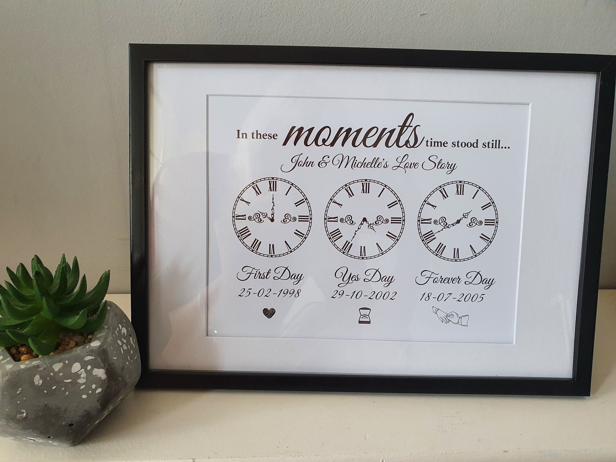Personalised Love Story Print: Engagement & Wedding Dates