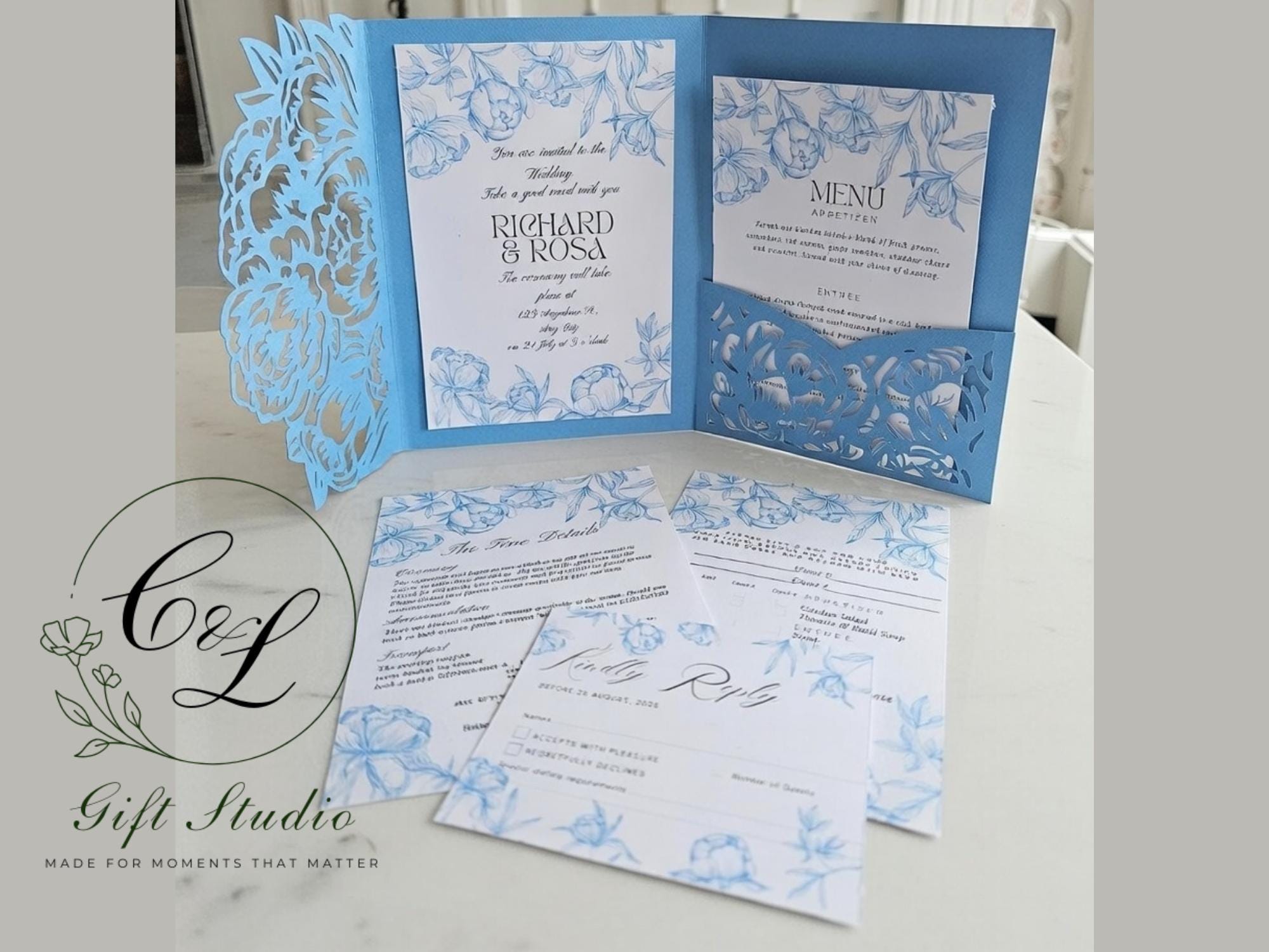 Personalised Wedding Invitation Suite | Luxury Wedding Invites | Invite, RSVP, Menu & Details Cards