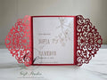 Personalised Laser Cut Save the Date Cards | Elegant Lace Wedding Save the Dates | Personalized Wedding Announcement | Floral Gatefold Card