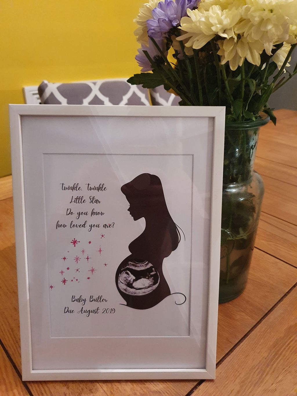 Personalised Twinkle, Twinkle Little Star Pregnant Lady Ultrasound Baby Shower, Baby Scan Pregnancy Keepsake Gift Print