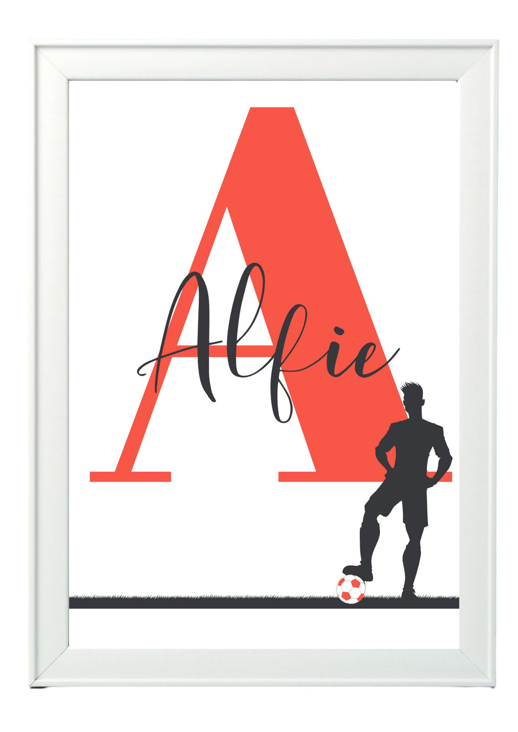 Personalised boy Initial football Nursery/ Bedroom Print- different colours
