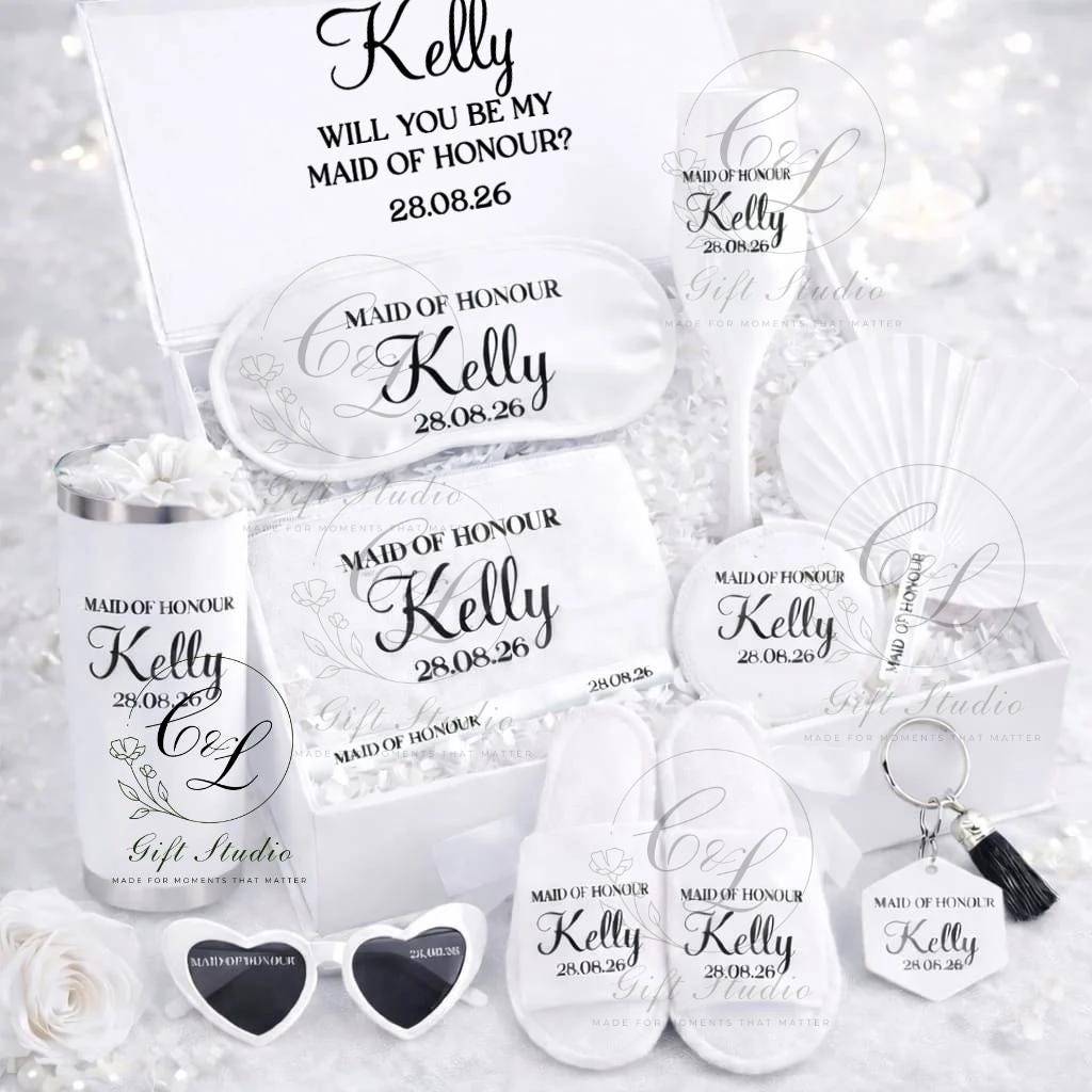 Bridal Party Proposal Box | Personalised Wedding Gift Set | Bridesmaid Maid of Honour Mother of the Bride Flower Girl Wedding Keepsake Gift