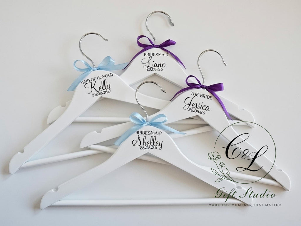 Personalised Wooden Wedding Coat Hangers | Bride, Groom & Bridal Party Hangers | Wedding Hanger | Wedding Day Keepsake