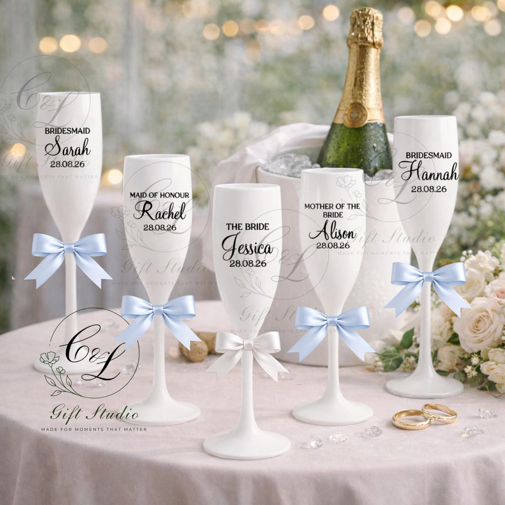 Personalised Bridal Party Champagne Flutes | Bridesmaid Gift | Maid of Honour Glass | Wedding Champagne Flute | Bridal Party Proposal Gift