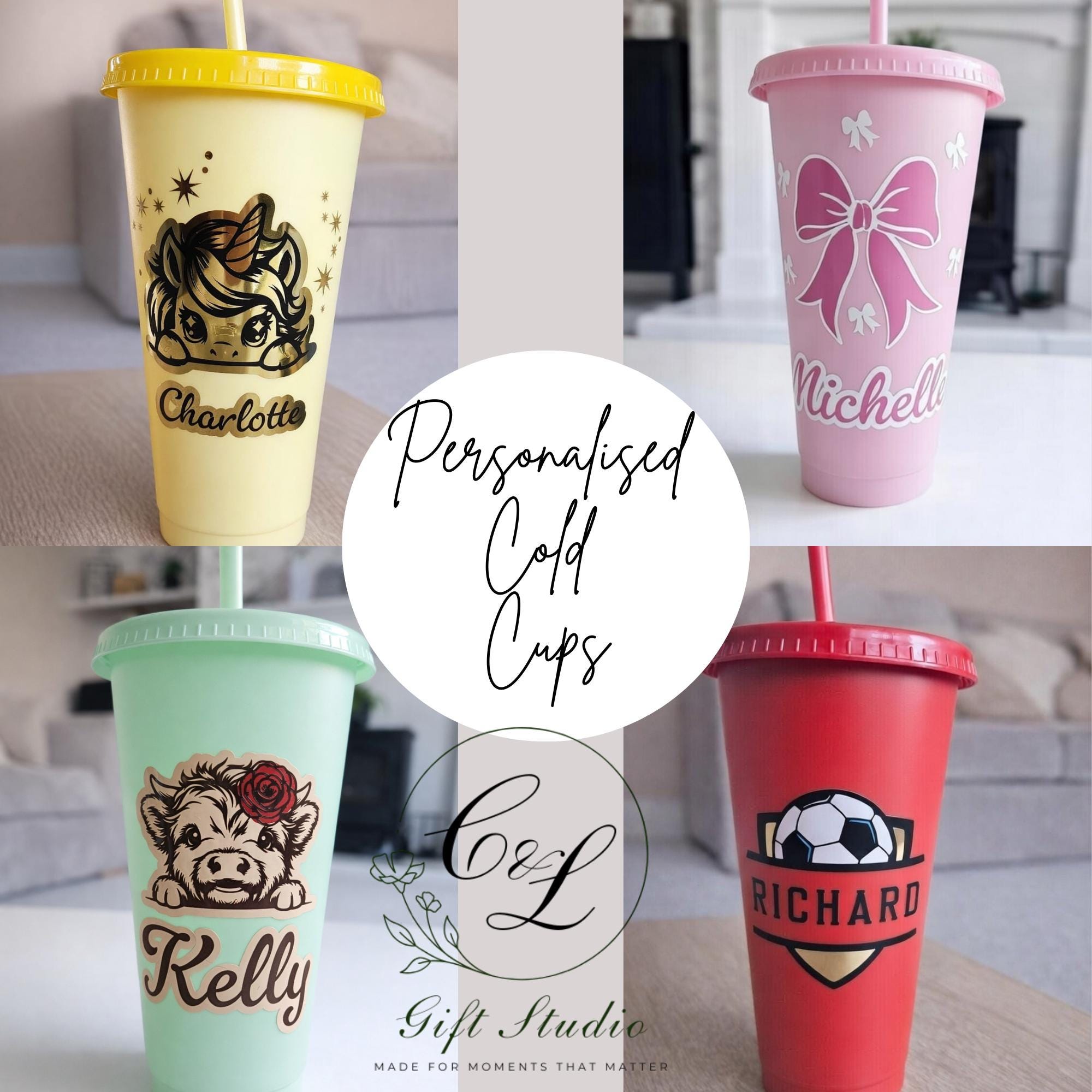 Personalised Cold Cup | Custom Name Iced Coffee Cup | Reusable Tumbler with Straw