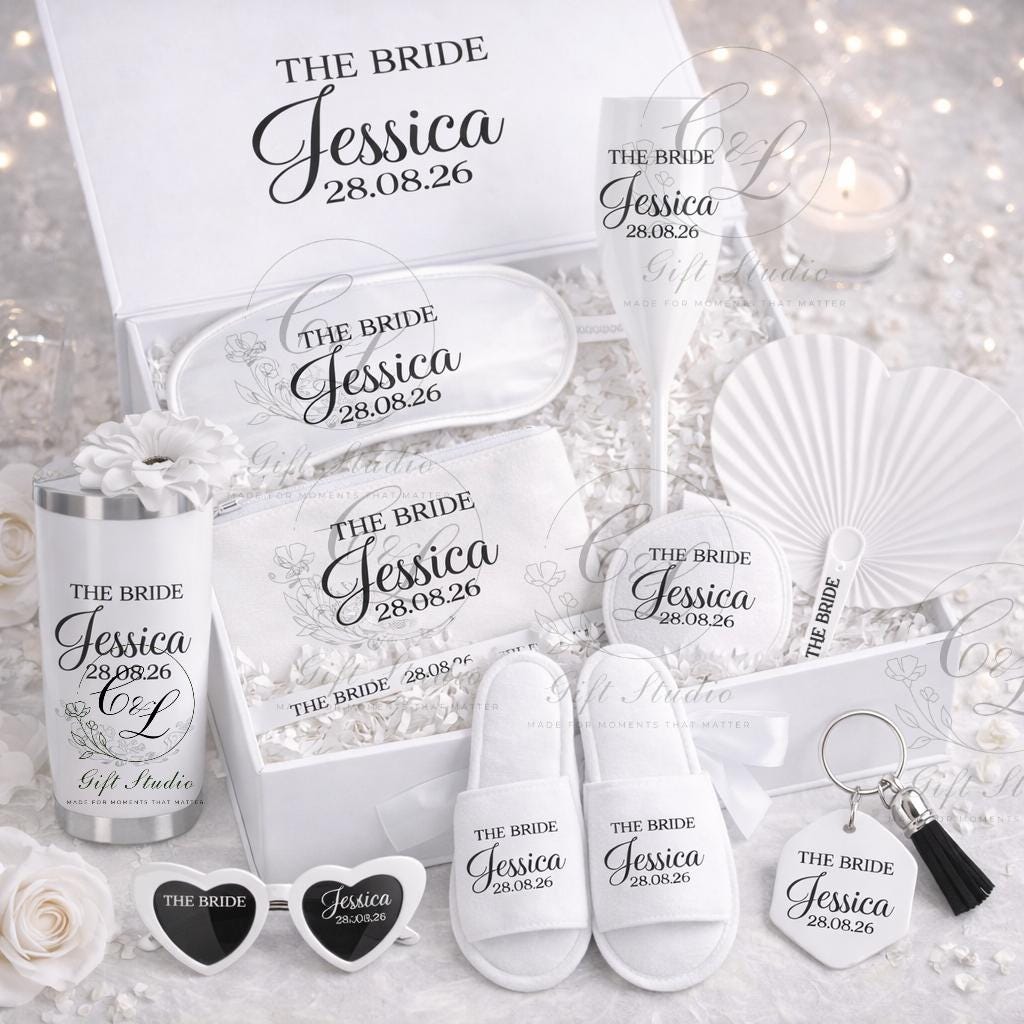 Bridal Party Gift Box | Personalised Wedding Gift Set | Bridesmaid Maid of Honour Mother of the Bride Flower Girl | Wedding Keepsake Gift