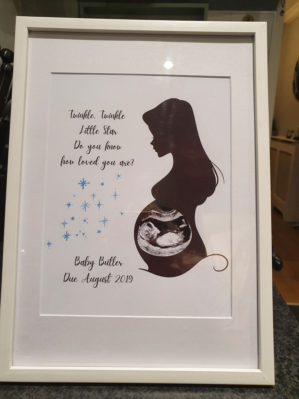Personalised Twinkle, Twinkle Little Star Pregnant Lady Ultrasound Baby Shower, Baby Scan Pregnancy Keepsake Gift Print