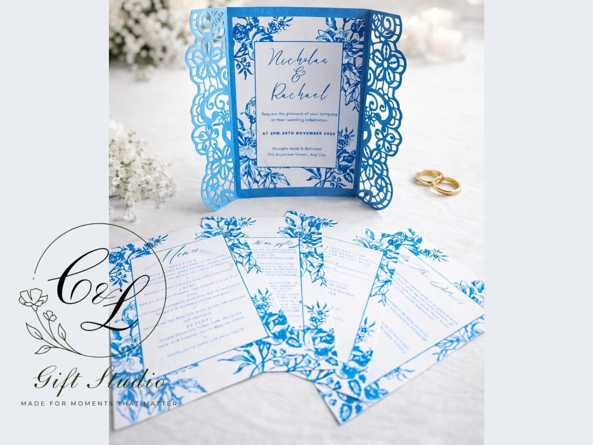 Personalised Wedding Invitation Suite | Luxury Wedding Invites | Invite, RSVP, Menu & Details Cards