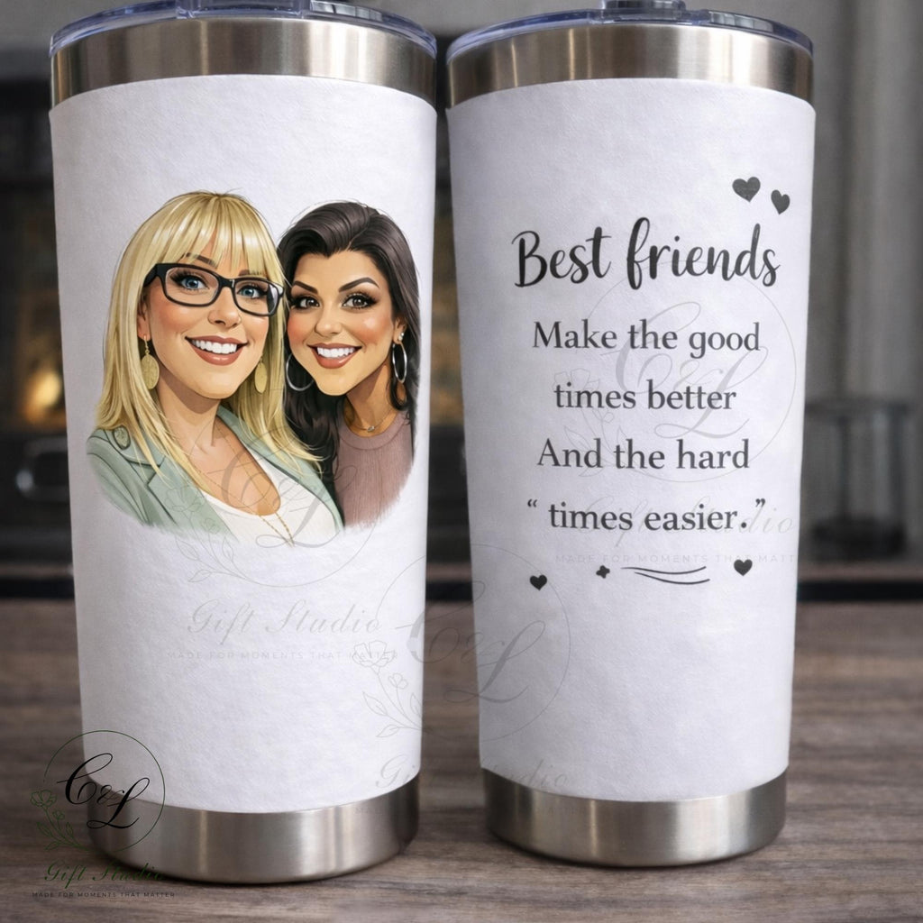 Personalised Travel Cup| Custom Cartoon Portrait Hot Cup| Family, Couple, Kids, Sports & Friendship Gift | 20oz Stainless Steel