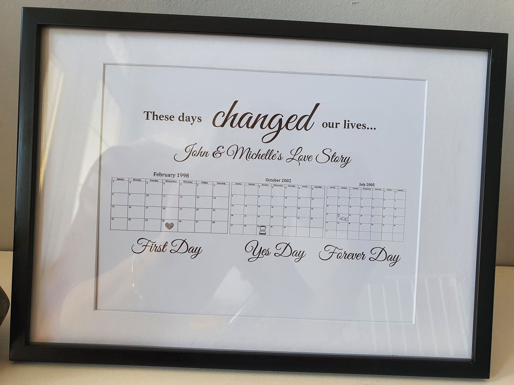 Personalised Love Story Print: Engagement & Wedding Dates