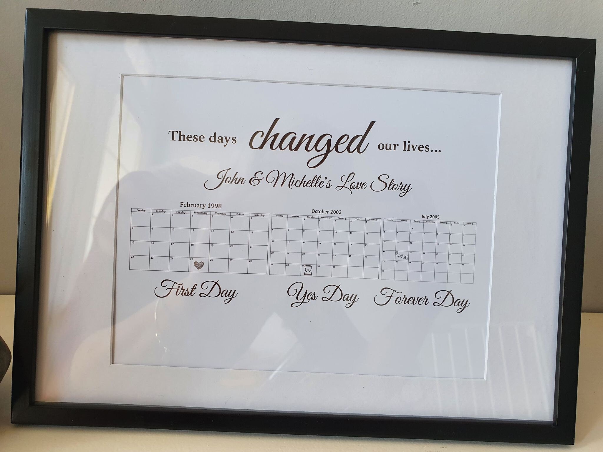 Personalised Love Story Print: Engagement & Wedding Dates