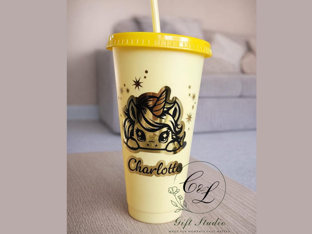 Personalised Cold Cup | Custom Name Iced Coffee Cup | Reusable Tumbler with Straw