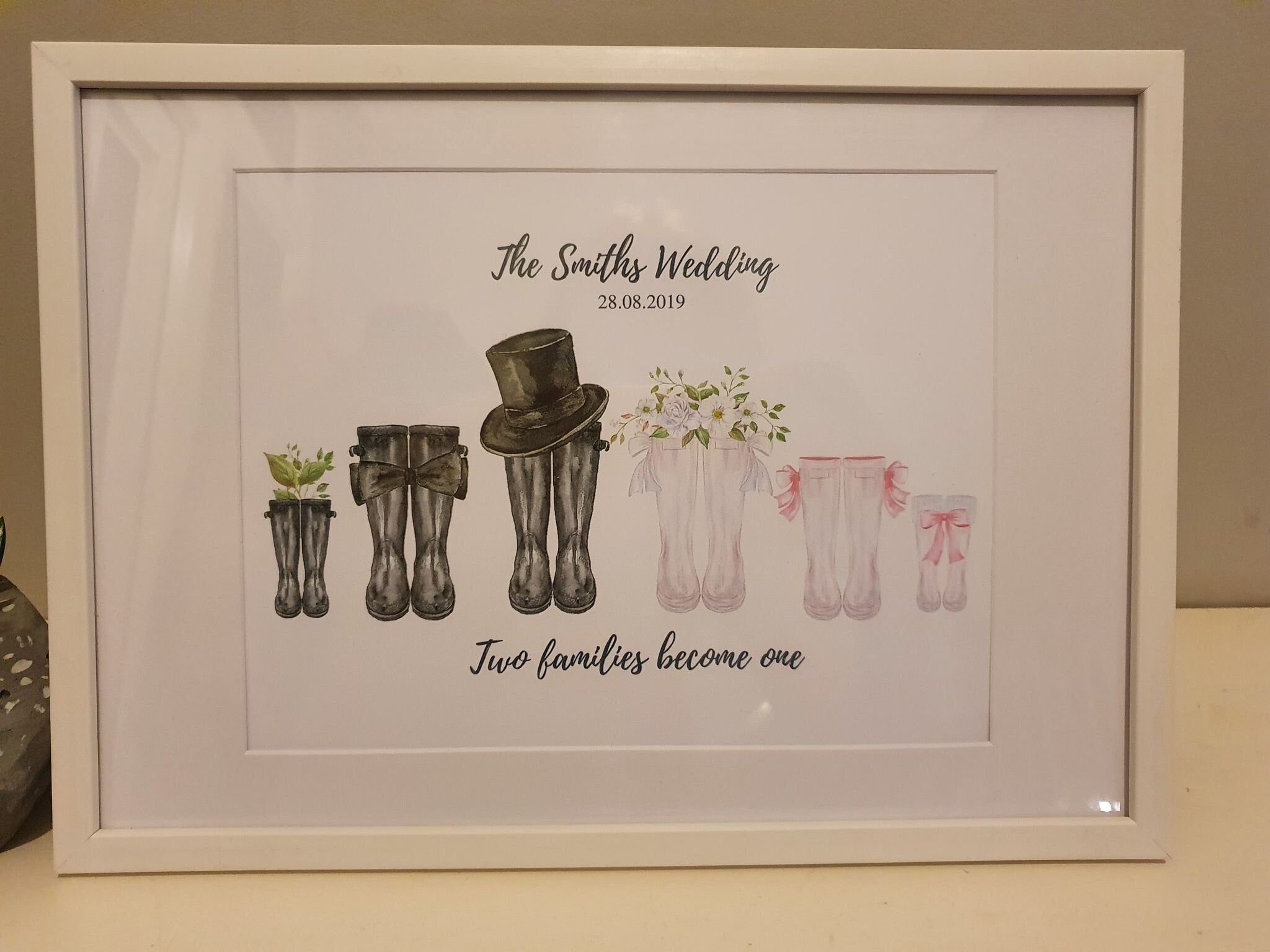 Personalised Wedding family Wellies Print- Two families become one