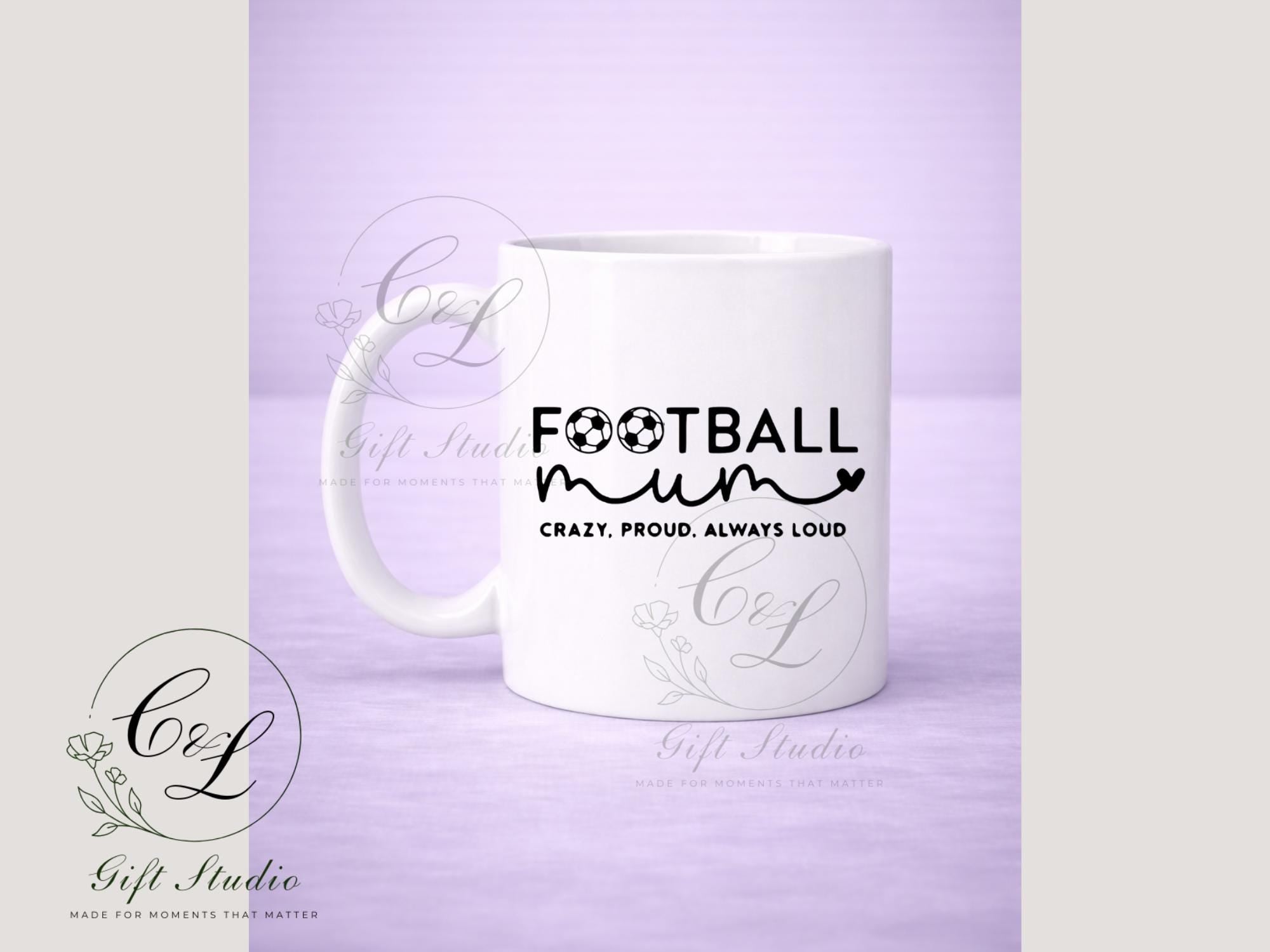 Football Mum Gift Set | Football Mum T-Shirt, Cold or Hot Cup, Cup & Keyring | Sports Mum Gift | Personalised Football Bundle