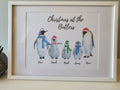 Personalised Christmas Penguin Family Prints with Names