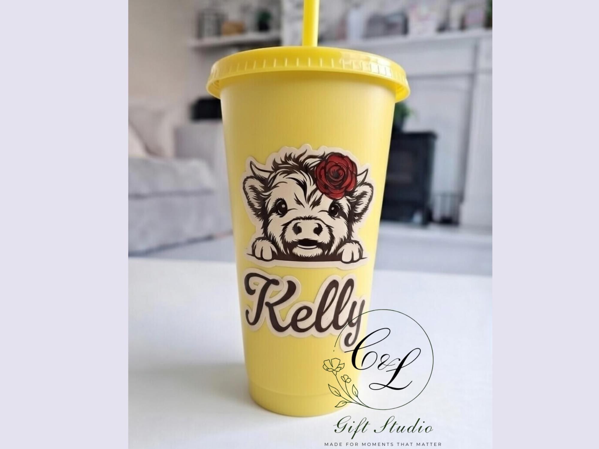 Personalised Cold Cup | Custom Name Iced Coffee Cup | Reusable Tumbler with Straw