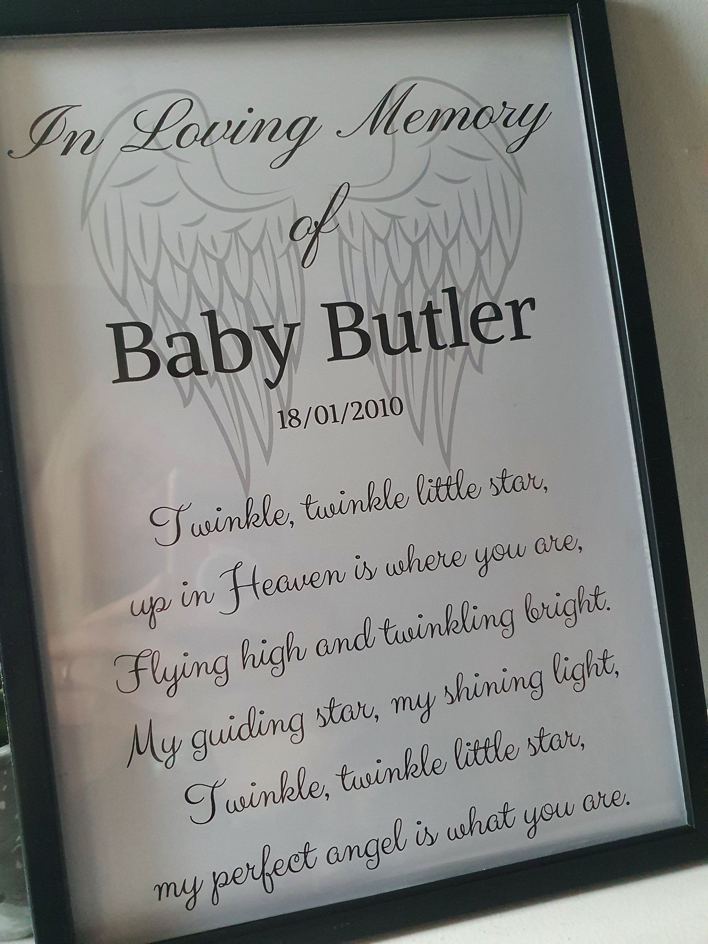 Personalised Baby memorial In Loving Memory- Twinkle Twinkle poem