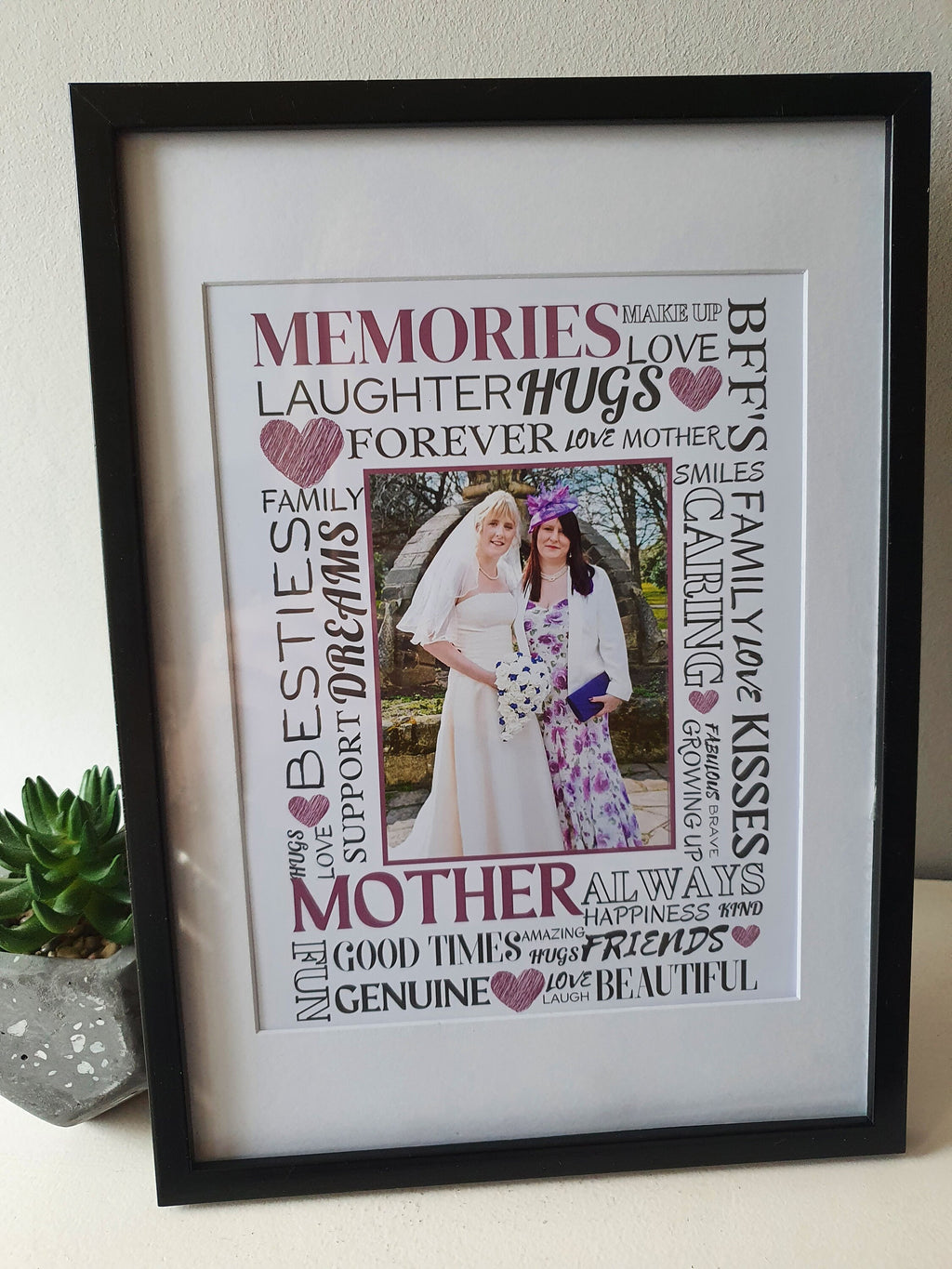 Personalised Photo and Word Print- Mother, Father, Auntie, Uncle, Sister, Brother, Grandma, Grandpa Keepsake gift for her gift for him