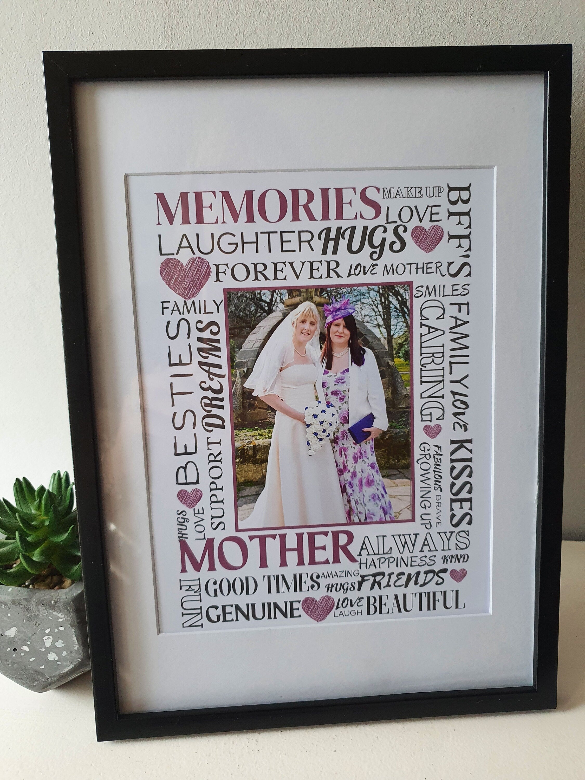 Personalised Photo and Word Print- Mother, Father, Auntie, Uncle, Sister, Brother, Grandma, Grandpa Keepsake gift for her gift for him