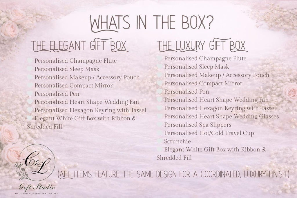 Bridal Party Gift Box | Personalised Wedding Gift Set | Bridesmaid Maid of Honour Mother of the Bride Flower Girl | Wedding Keepsake Gift