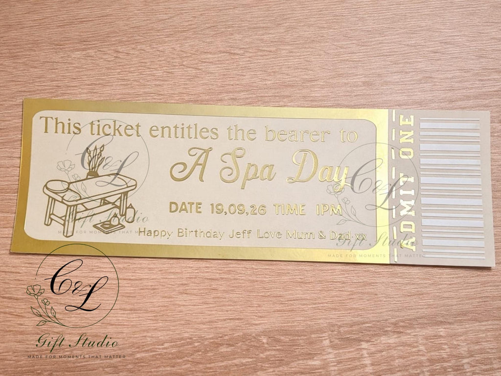Personalised Experience Gift Ticket | Custom Birthday Voucher | Admit One Ticket | Unique Gift for Him or Her