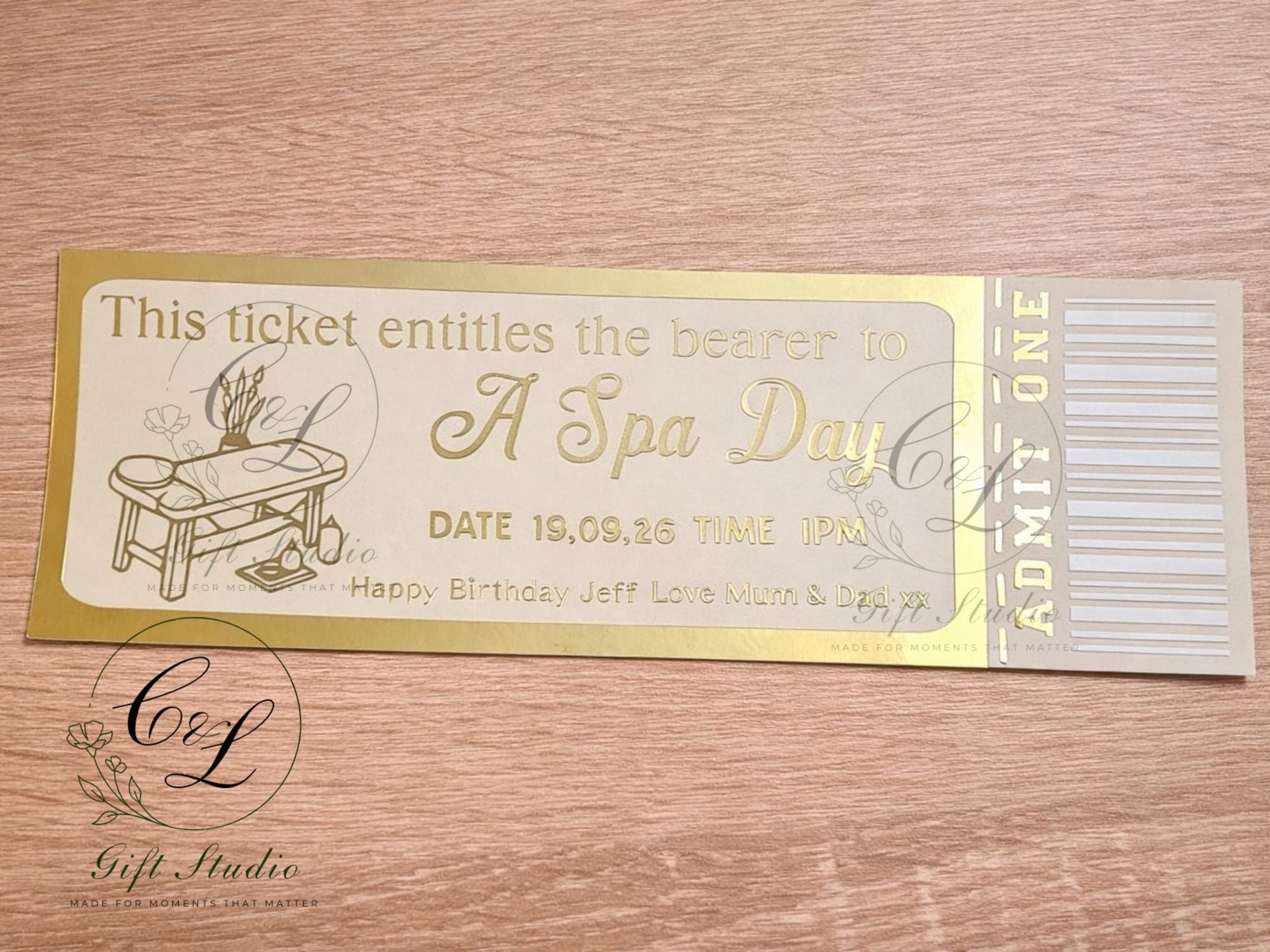 Personalised Experience Gift Ticket | Custom Birthday Voucher | Admit One Ticket | Unique Gift for Him or Her
