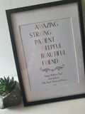 Personalised Mother Print, Mothers day, Birthday