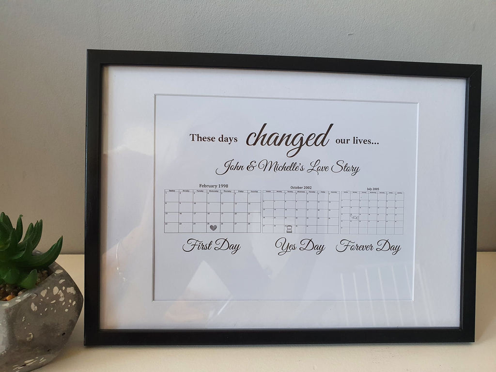 Personalised Love Story Print: Engagement & Wedding Dates