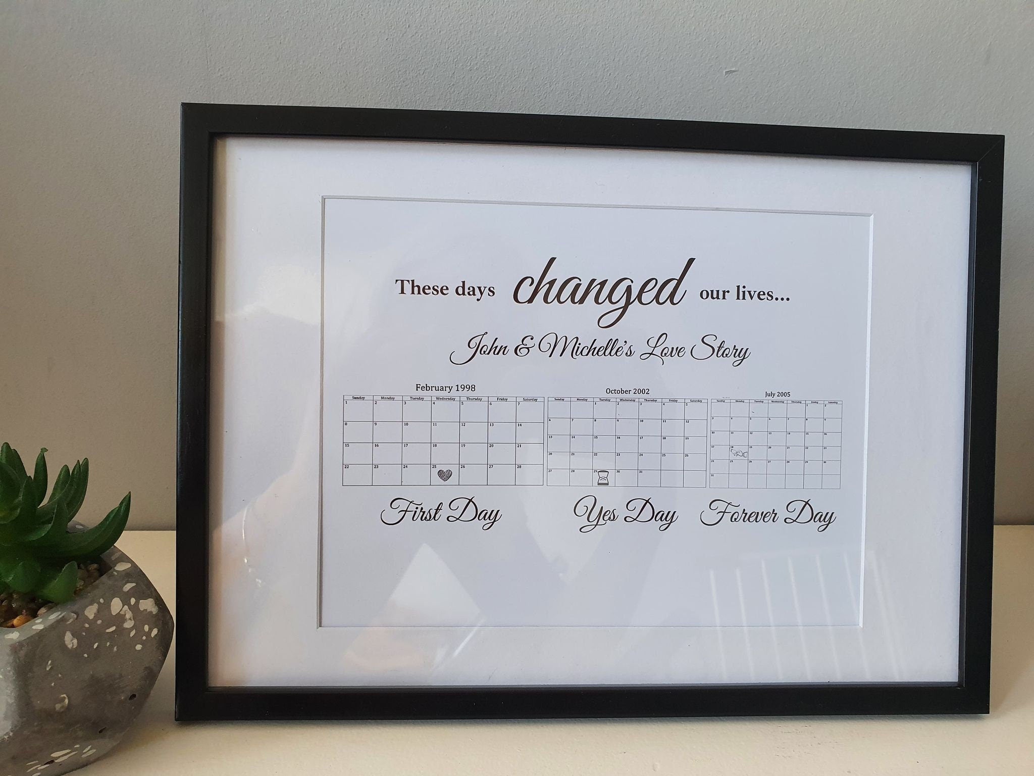 Personalised Love Story Print: Engagement & Wedding Dates