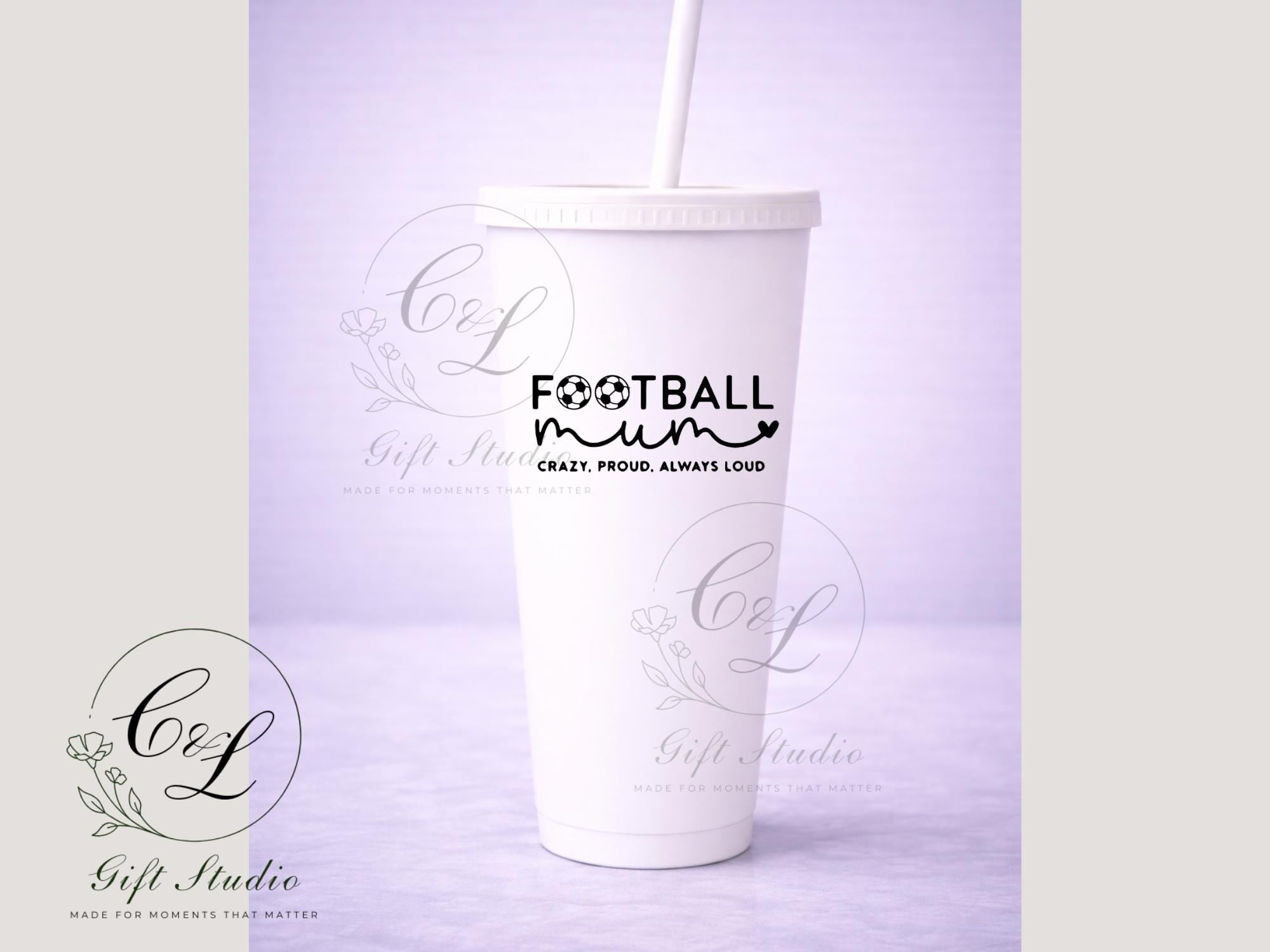 Football Mum Gift Set | Football Mum T-Shirt, Cold or Hot Cup, Cup & Keyring | Sports Mum Gift | Personalised Football Bundle