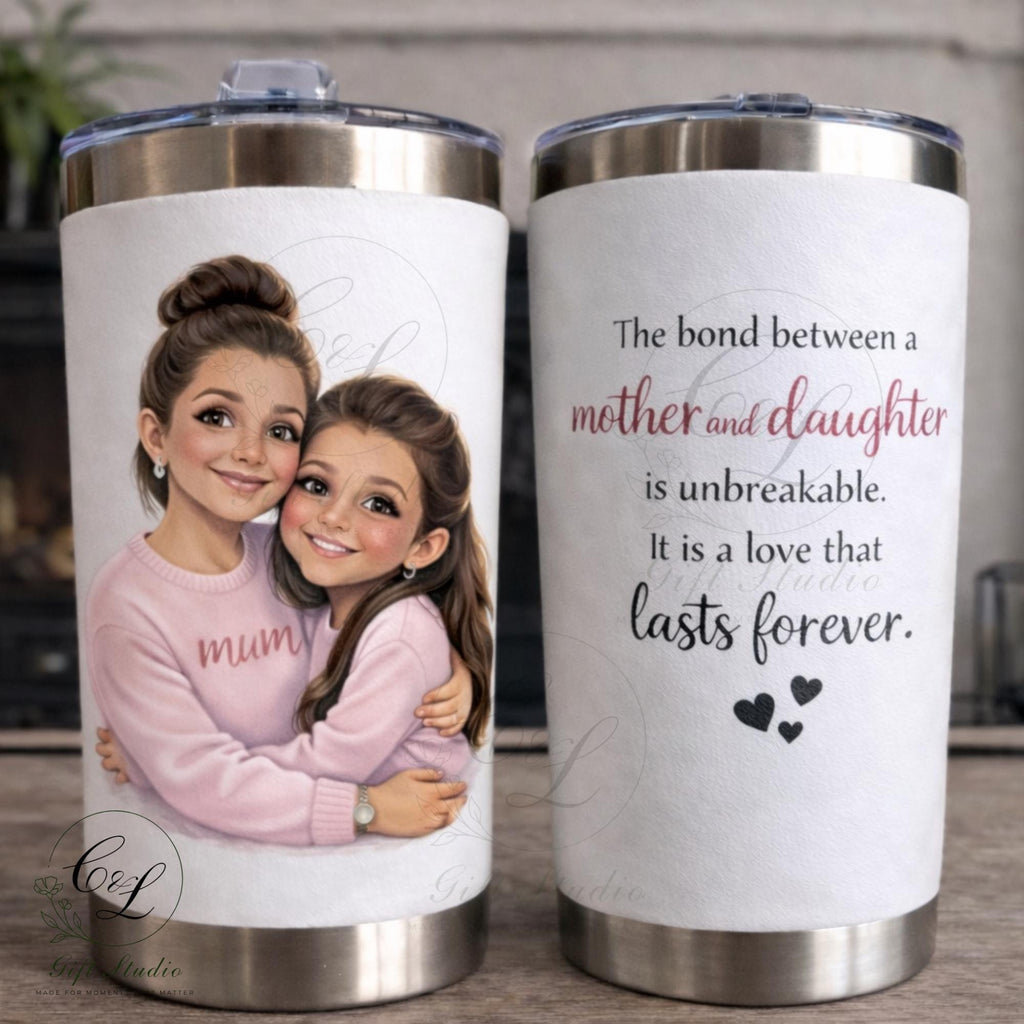Personalised Travel Cup| Custom Cartoon Portrait Hot Cup| Family, Couple, Kids, Sports & Friendship Gift | 20oz Stainless Steel