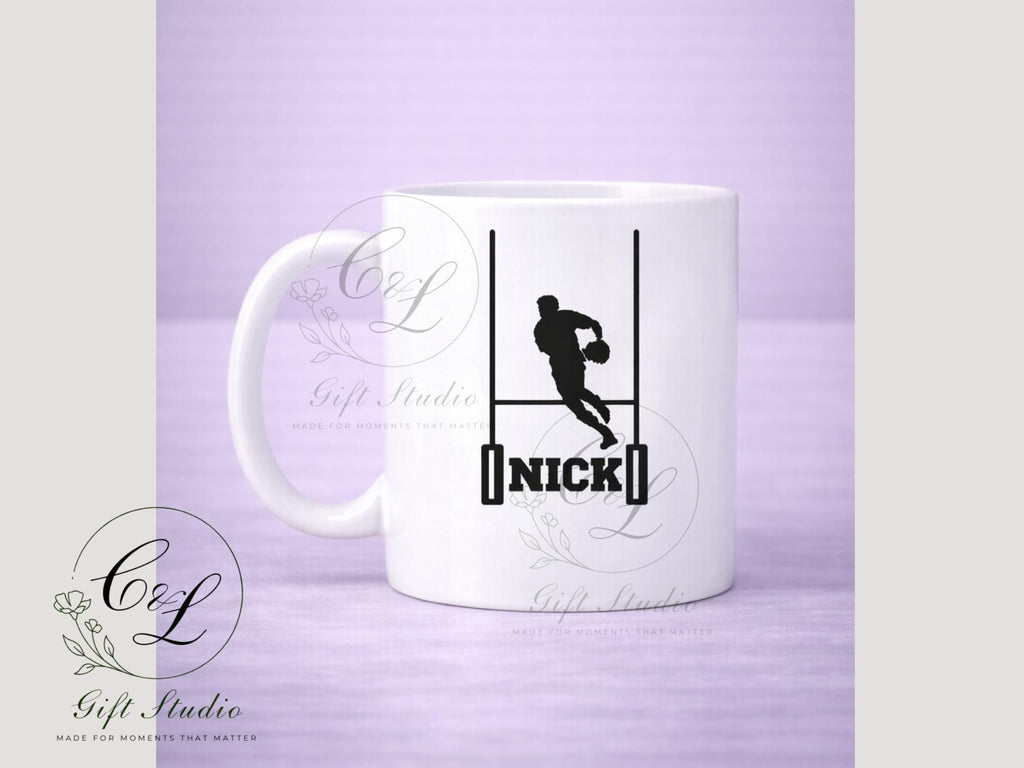 Personalised Rugby Gift Set | Custom Rugby T-Shirt, Water Bottle, Cold Cup, Mug & Drawstring Bag | Rugby Player Gift