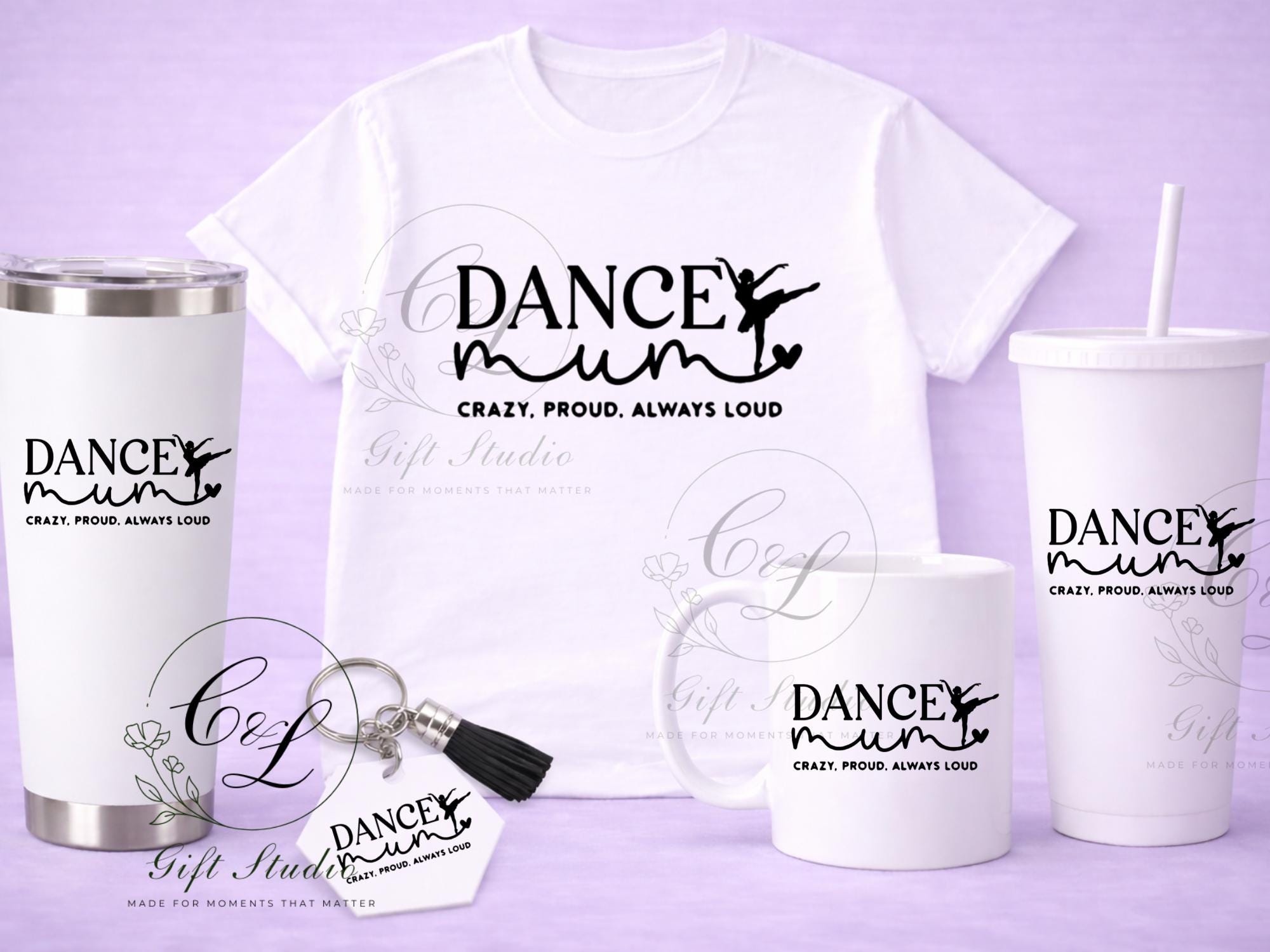Dance Mum Gift Set | Dancing Mum T-Shirt, Cold or Hot Cup, Cup & Keyring | Dance Mum Gift | Personalised Dance Bundle