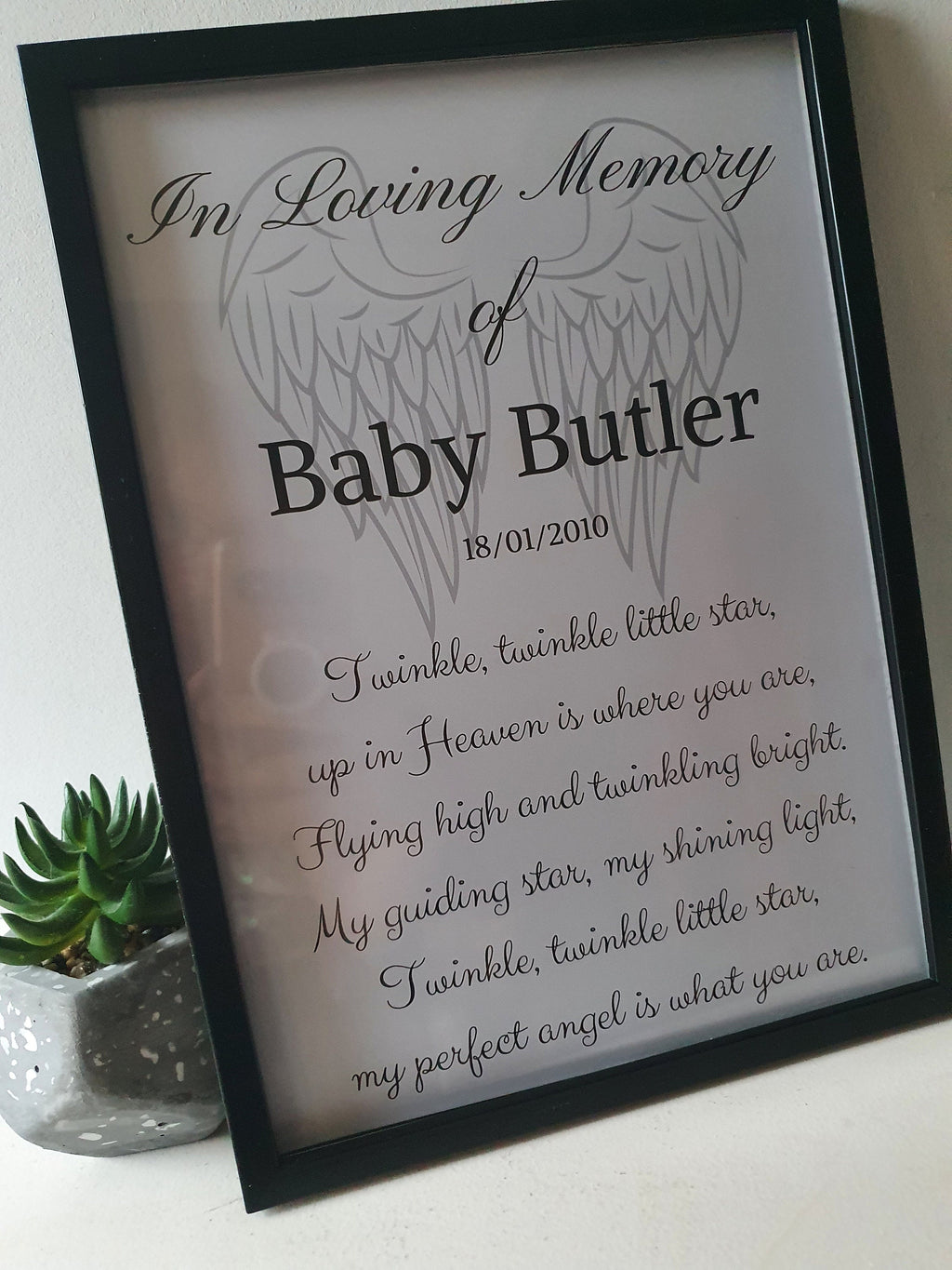 Personalised Baby memorial In Loving Memory- Twinkle Twinkle poem