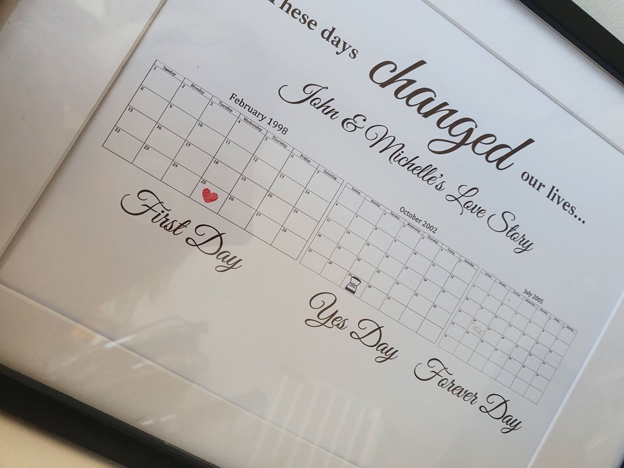 Personalised Love Story Print: Engagement & Wedding Dates