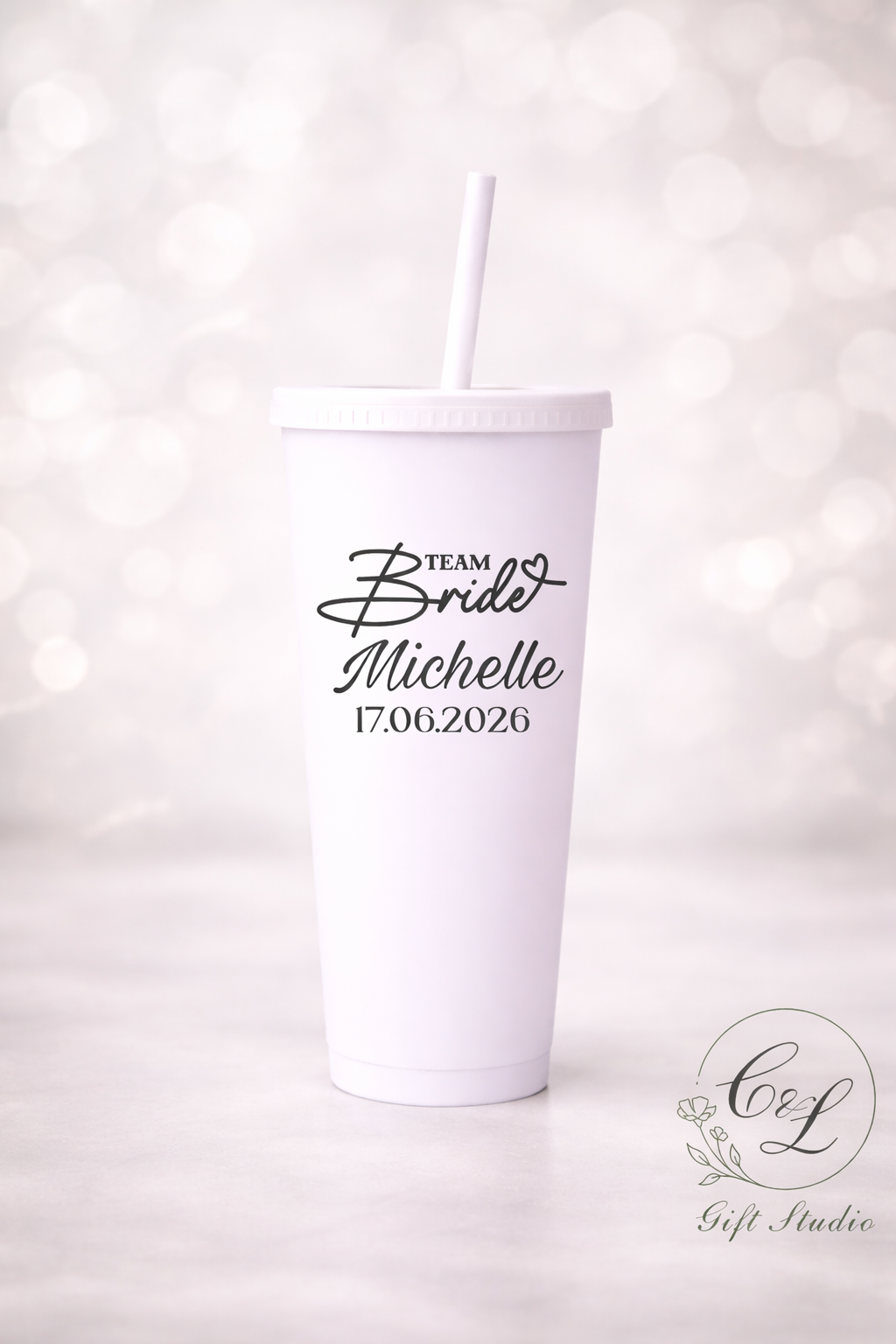 Personalised Team Bride cold cup with Straw Bridal Party Cups | Hen Party Drinkware | Custom Wedding Gifts