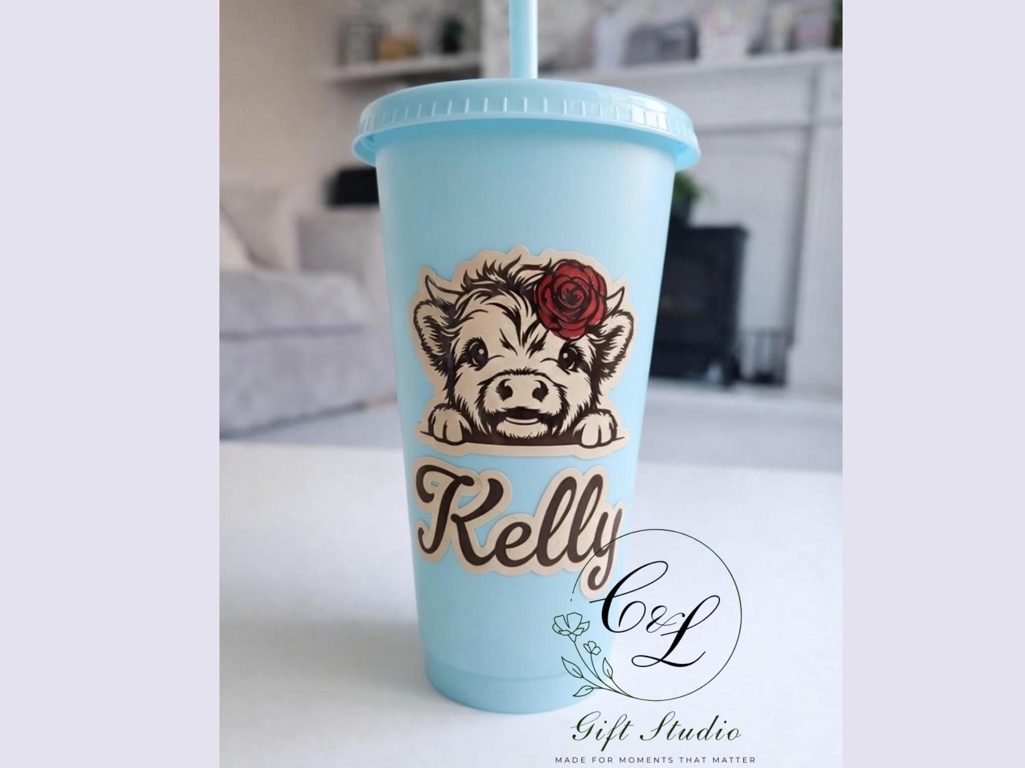 Personalised Cold Cup | Custom Name Iced Coffee Cup | Reusable Tumbler with Straw