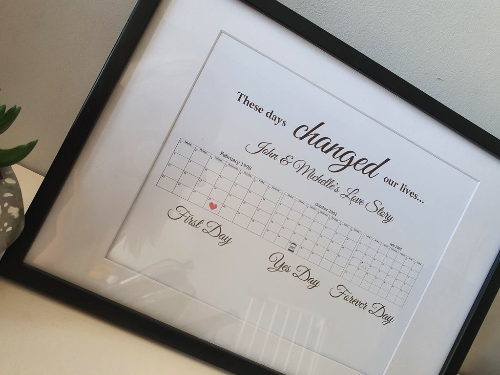 Personalised Love Story Print: Engagement & Wedding Dates