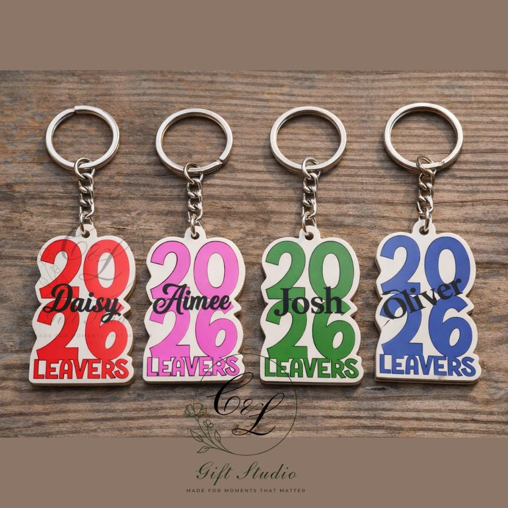 Personalised School Leavers Keyring | Class of 2026 Hoodie Keyring | Custom Name Leavers Gift | End of School Keepsake