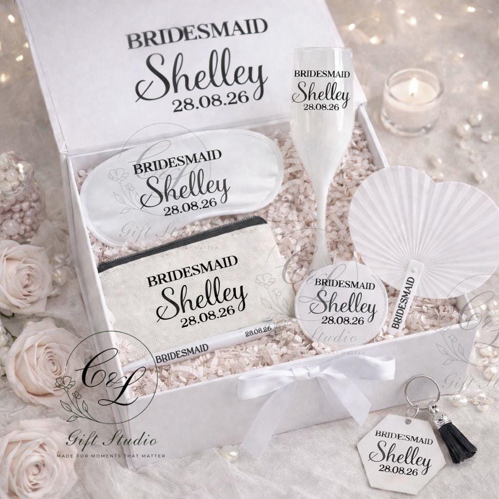 Bridal Party Gift Box | Personalised Wedding Gift Set | Bridesmaid Maid of Honour Mother of the Bride Flower Girl | Wedding Keepsake Gift